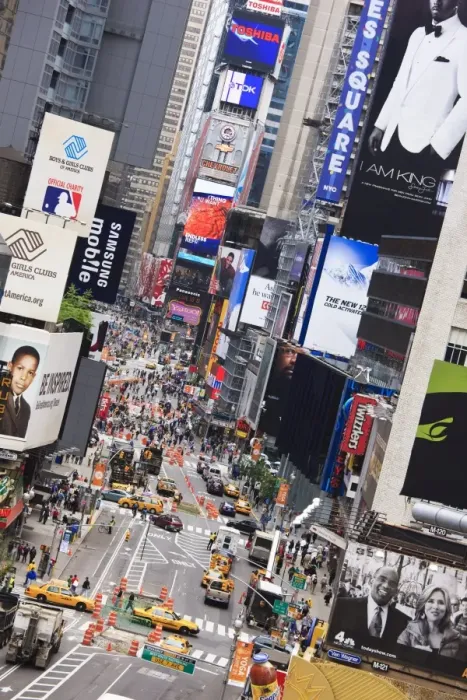 Framed Print : High angle view of Broadway looking towards Times Square, Manhattan, New York City Framed Print : High angle view of Broadway looking towards Times Square, Manhattan, New York City