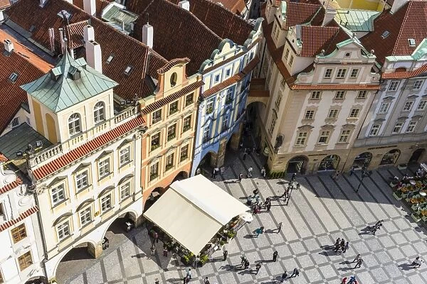 High angle view of buildings in Old Town Square, UNESCO World Heritage Site, Prague