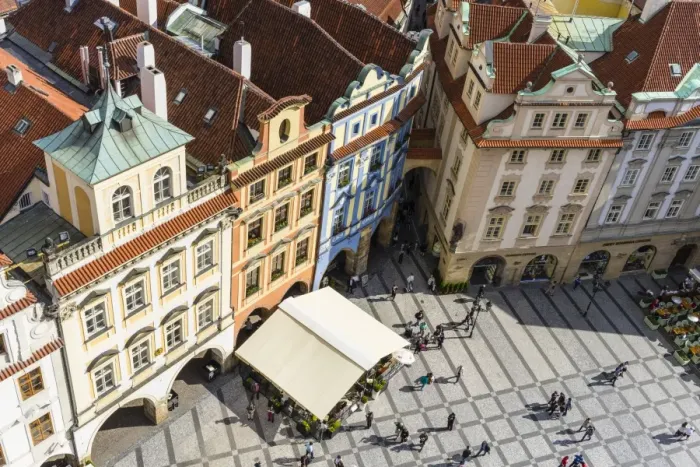 Framed Print : High angle view of buildings in Old Town Square, UNESCO World Heritage Site, Prague Framed Print : High angle view of buildings in Old Town Square, UNESCO World Heritage Site, Prague