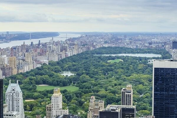 High angle view over Central Park looking north, New York, United States of America, North America