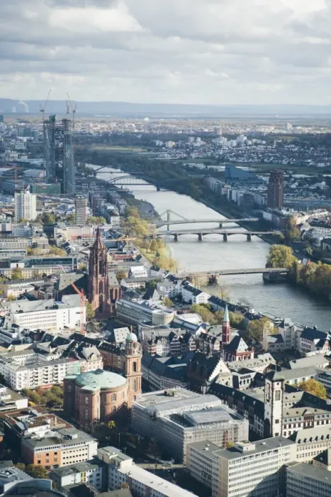 Framed Print : High angle view of Frankfurt-am-Main, Hesse, Germany, Europe