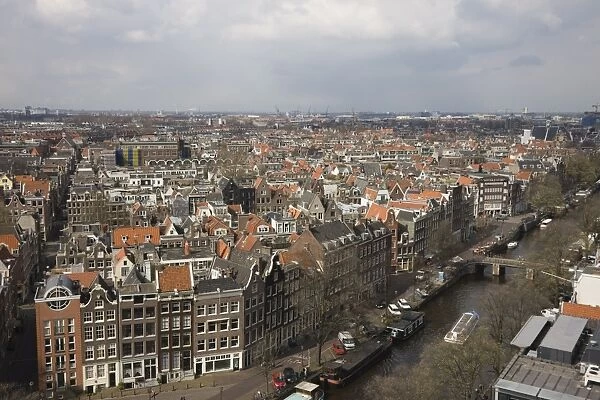 High angle view of the Jordaan district, Amsterdam, Netherlands, Europe