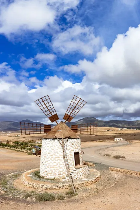Framed Print : High angle view of traditional old windmill during a sunny day, Tefia, Fuerteventura Framed Print : High angle view of traditional old windmill during a sunny day, Tefia, Fuerteventura