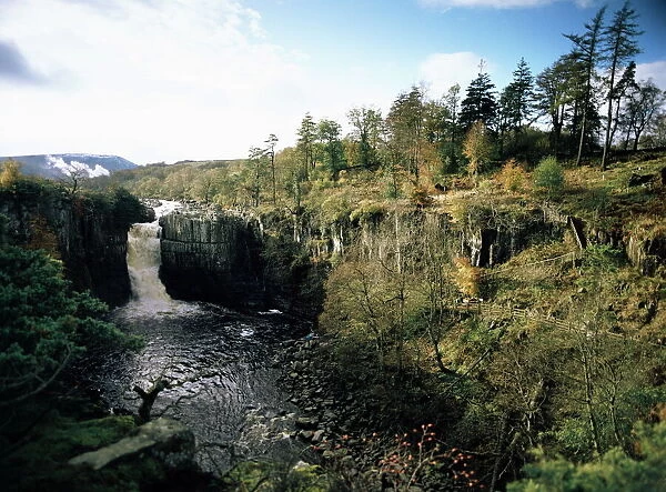 High Force waterfall, the Pennine Way, River Tees, Teesdale, County Durham