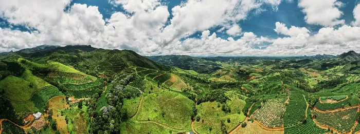 Framed Print : High perspective aerial view of hilly countryside of Minas Gerais, famous for its coffee production, Brazil, South America Framed Print : High perspective aerial view of hilly countryside of Minas Gerais, famous for its coffee production, Brazil, South America