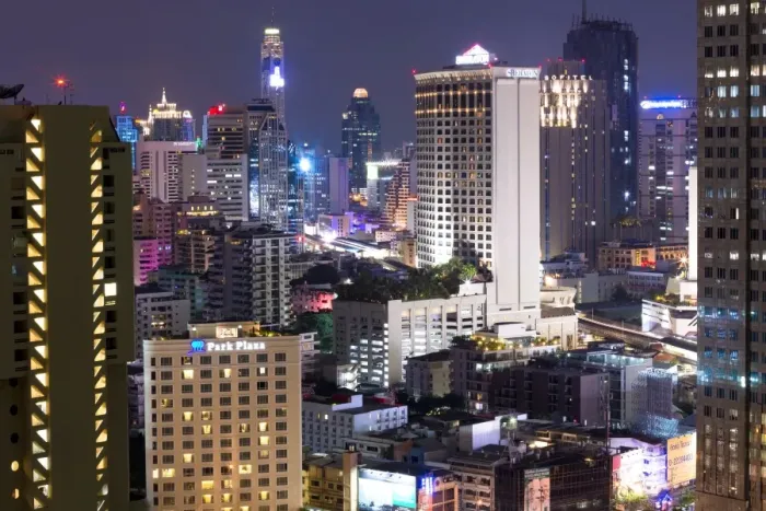 Framed Print : High rise buildings of Bangkok at night from Rembrandt Hotel and Towers, Sukhumvit 18, Bangkok, Thailand, Southeast Asia, Asia Framed Print : High rise buildings of Bangkok at night from Rembrandt Hotel and Towers, Sukhumvit 18, Bangkok, Thailand, Southeast Asia, Asia