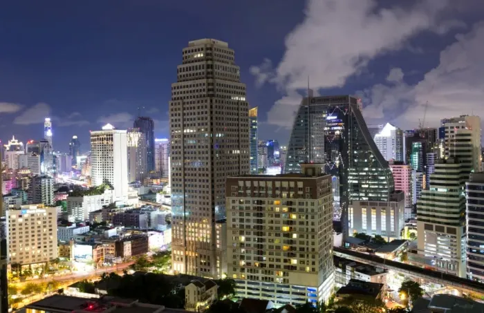 Framed Print : High rise buildings of Bangkok at night from Rembrandt Hotel and Towers, Sukhumvit 18, Bangkok, Thailand, Southeast Asia, Asia Framed Print : High rise buildings of Bangkok at night from Rembrandt Hotel and Towers, Sukhumvit 18, Bangkok, Thailand, Southeast Asia, Asia