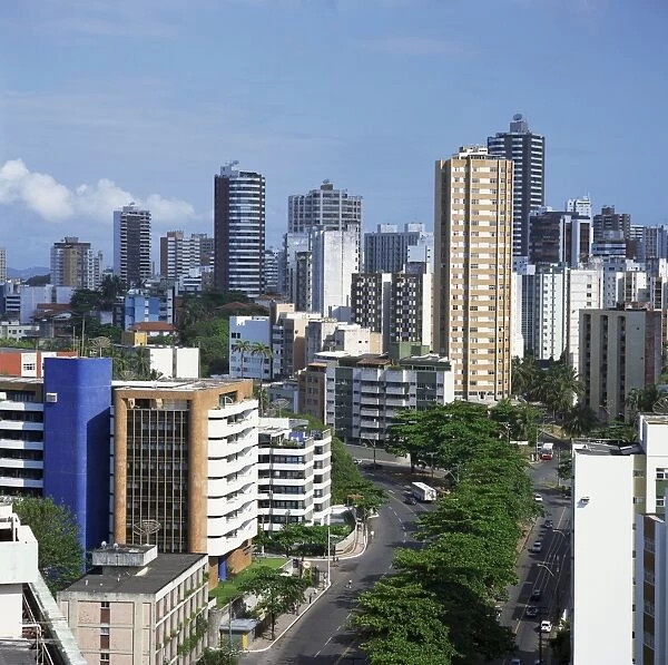 High rise buildings on the city skyline of Salvador in Bahia state in Brazil