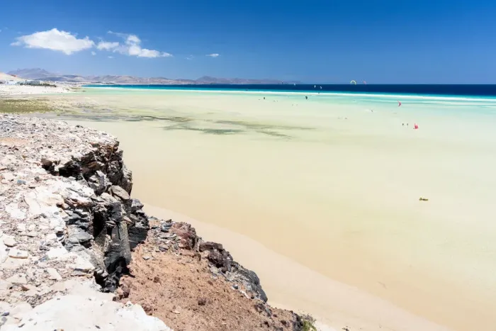 Framed Print : High tide over the white sand beach Playa de Sotavento de Jandia, Fuerteventura Framed Print : High tide over the white sand beach Playa de Sotavento de Jandia, Fuerteventura