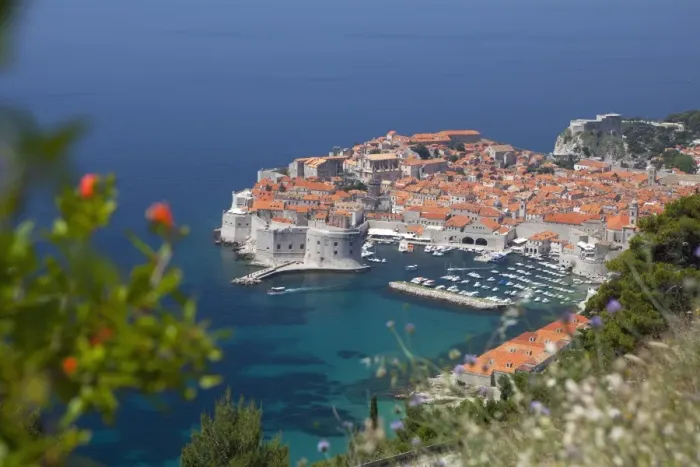 Framed Print : High view of city and harbour from mountain side, Dubrovnik, UNESCO World Heritage Site, Dalmatian Coast, Croatia, Europe Framed Print : High view of city and harbour from mountain side, Dubrovnik, UNESCO World Heritage Site, Dalmatian Coast, Croatia, Europe
