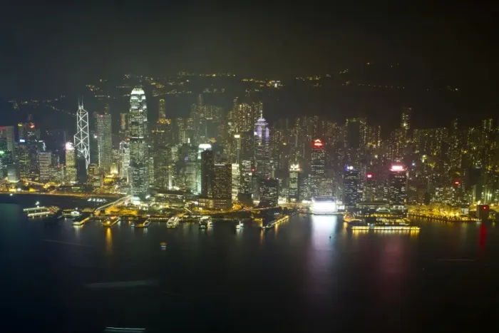 Framed Print : High view of the Hong Kong Island skyline and Victoria Harbour at night, Hong Kong, China, Asia Framed Print : High view of the Hong Kong Island skyline and Victoria Harbour at night, Hong Kong, China, Asia