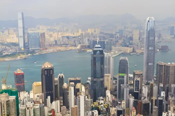 Framed Print : High view of Hong Kong skyline and Victoria Harbour from Victoria Peak Framed Print : High view of Hong Kong skyline and Victoria Harbour from Victoria Peak
