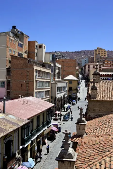 Framed Print : A high view of a street in La Paz, Bolivia, South America Framed Print : A high view of a street in La Paz, Bolivia, South America