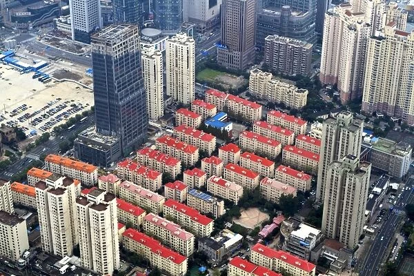 High view of urbanization development in Pudong, Shanghai, China, Asia