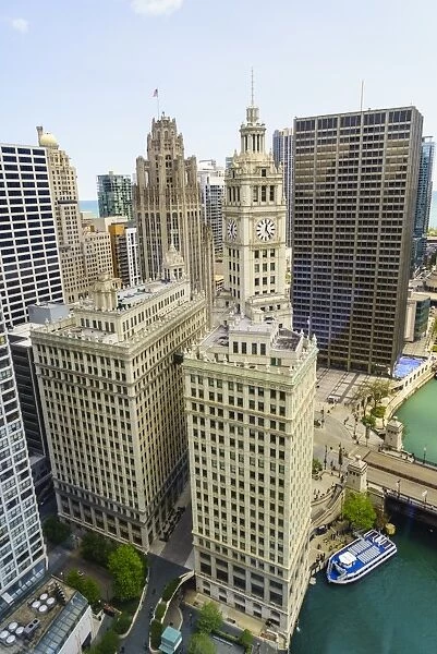 High view of the Wrigley Building, Chicago, Illinois, United States of America, North