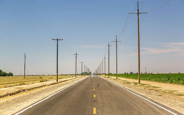 Highway and electricity poles, California, United States of America, North America