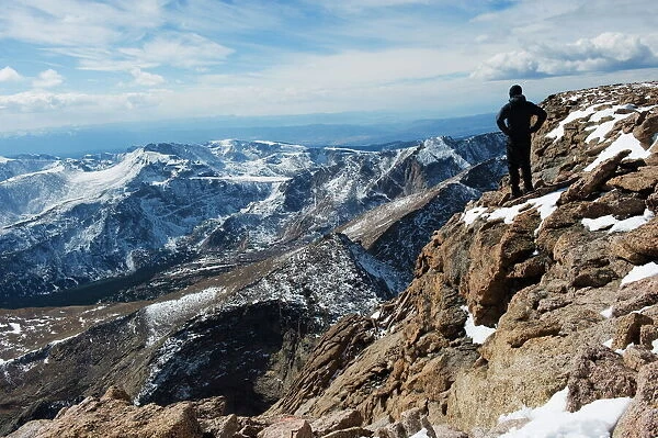 Hiker on Longs Peak Trail, Rocky Mountain National Park, Colorado, United States of America