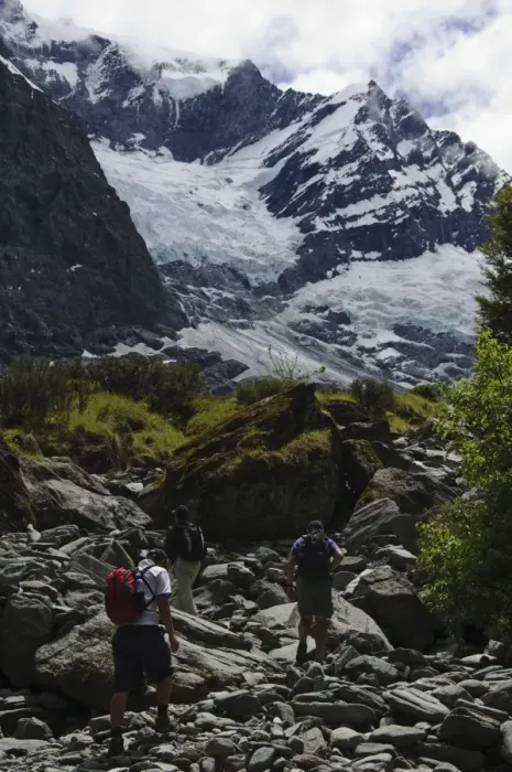 Framed Print : Hikers approaching Rob Roy Glacier Framed Print : Hikers approaching Rob Roy Glacier
