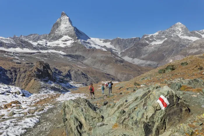 Framed Print : Hikers on Gornergrat, Matterhorn Peak, 4478m, Zermatt, Valais, Swiss Alps, Switzerland, Europe Framed Print : Hikers on Gornergrat, Matterhorn Peak, 4478m, Zermatt, Valais, Swiss Alps, Switzerland, Europe