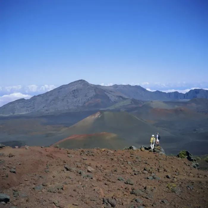 Framed Print : Hikers inside Haleakala Crater Framed Print : Hikers inside Haleakala Crater