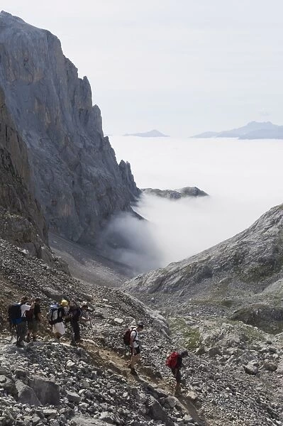 Hikers in the Picos de Europa National Park, shared by the provinces of Asturias