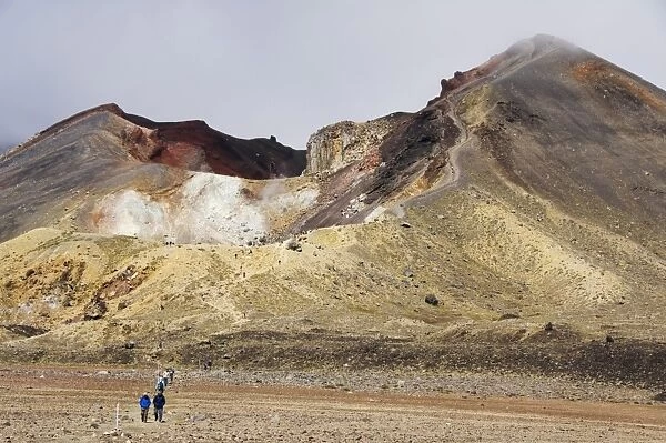 Hikers at Red Crater on the Tongariro Crossing