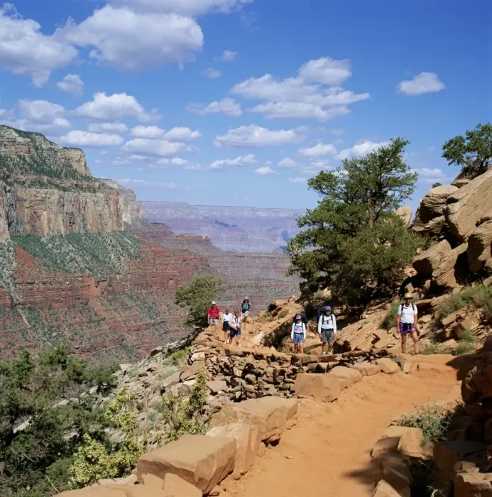 Framed Print : Hikers return from Canyon base Framed Print : Hikers return from Canyon base