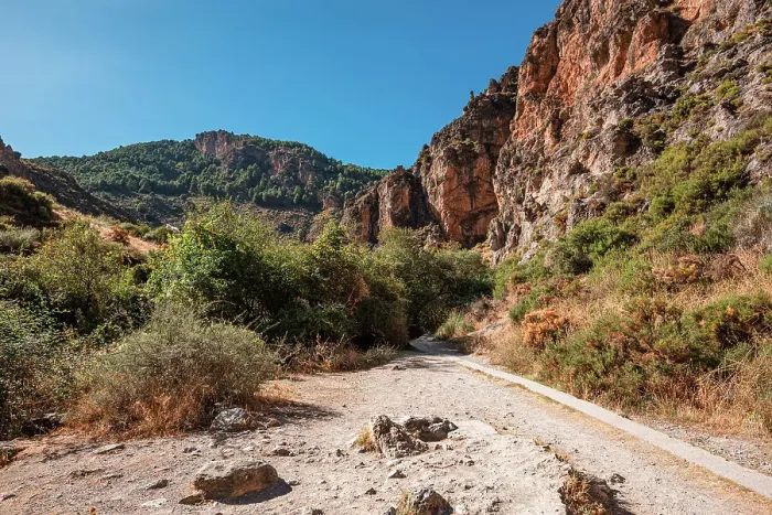 Framed Print : Hiking trail in the arid gorge canyon landscape of Los Cahorros Monachil, Monachil, Sierra Nevada, Granada, Andalusia, Spain, Europe Framed Print : Hiking trail in the arid gorge canyon landscape of Los Cahorros Monachil, Monachil, Sierra Nevada, Granada, Andalusia, Spain, Europe