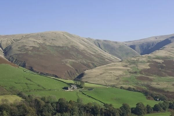 A hill farm in the Howgills, Cumbria, England, United Kingdom, Europe