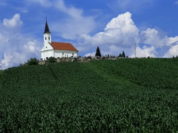 Framed Print : Hillside church above cornfield, Zadar region, Croatia, Europe Framed Print : Hillside church above cornfield, Zadar region, Croatia, Europe