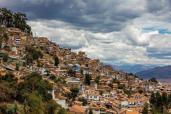 Hillside neighborhood in Cusco, Peru, South America