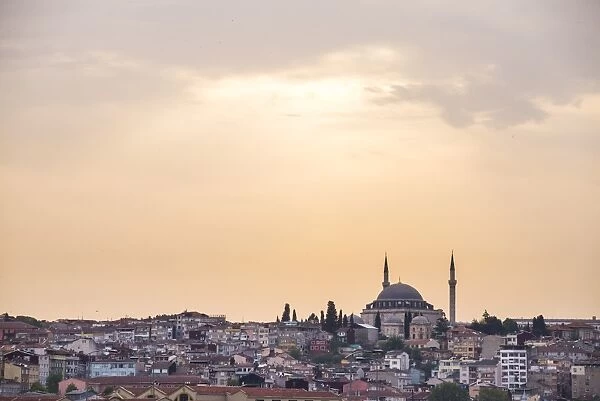 Hilltop mosque at sunset, Istanbul, Turkey, Europe