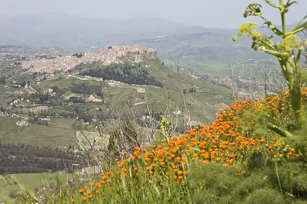 The hilltown of Calascibetta viewed from Enna