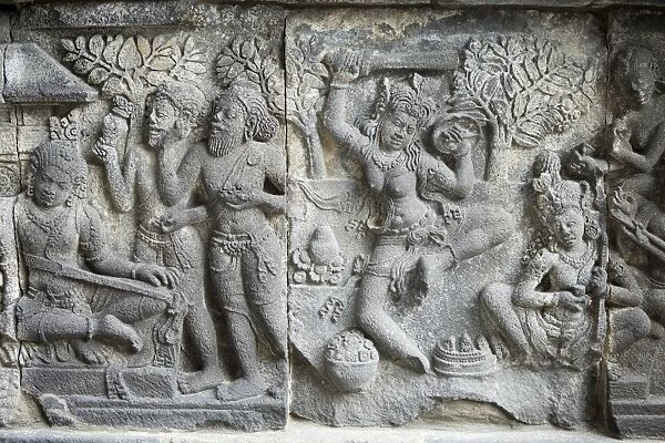 Hindu carvings on the Prambanan temples, UNESCO World Heritage Site, near Yogyakarta