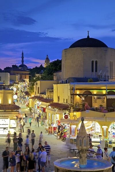 Hippocrates Square and Sokratous Street, Rhodes, Dodecanese, Greek Islands, Greece