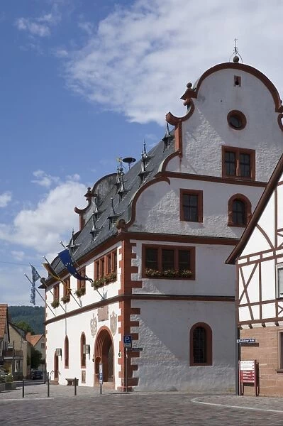 The historic 16th century Town Hall in Burgstadt, Michelstadt am Main, Bavaria, Germany, Europe
