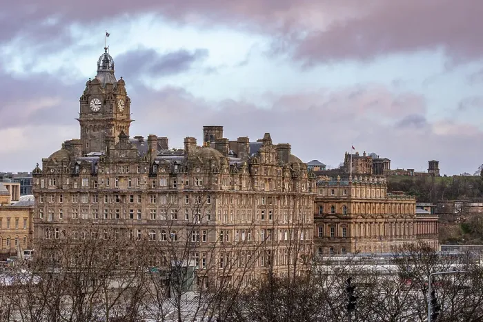 Framed Print : Historic building with clock tower against a cloudy sky at dusk, Edinburgh, Scotland, United Kingdom, Europe Framed Print : Historic building with clock tower against a cloudy sky at dusk, Edinburgh, Scotland, United Kingdom, Europe