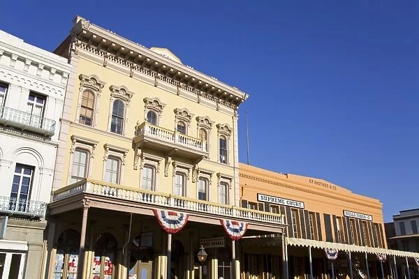 Historic buildings on 2nd Street in Old Town Sacramento, California, United States of America