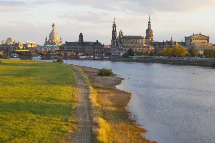 Framed Print : Historic Center of Dresden and the Elbe River at sunset, Saxony, Germany, Europe Framed Print : Historic Center of Dresden and the Elbe River at sunset, Saxony, Germany, Europe