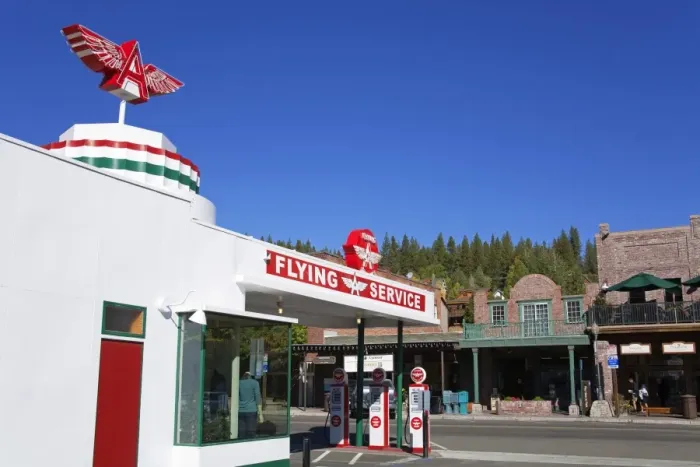 Framed Print : Historic Flying A Gas Station in Truckee, California, United States of America Framed Print : Historic Flying A Gas Station in Truckee, California, United States of America