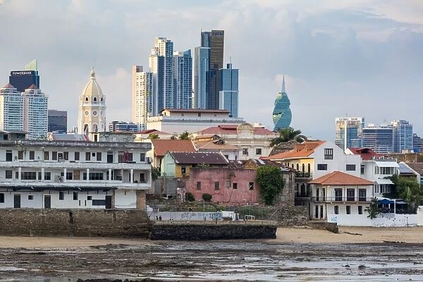 Historic and modern city skyline, Panama City, Panama, Central America
