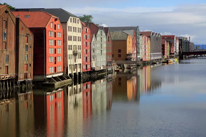 Framed Print : Historic waterside warehouse buildings on River Nidelva, Bryggene, Trondheim, Norway, Scandinavia, Europe Framed Print : Historic waterside warehouse buildings on River Nidelva, Bryggene, Trondheim, Norway, Scandinavia, Europe