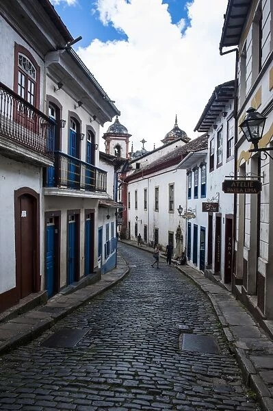 Historical houses in the old mining town of Ouro Preto, UNESCO World Heritage Site, MInas Gerais, Brazil, South America