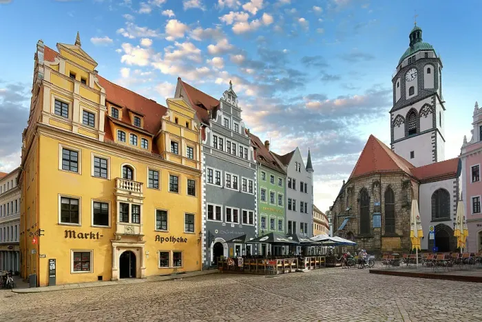 Framed Print : Historical Marktapotheke pharmacy and Late gothic Church of our Lady, Market square, Meissen, Saxony, Germany, Europe Framed Print : Historical Marktapotheke pharmacy and Late gothic Church of our Lady, Market square, Meissen, Saxony, Germany, Europe