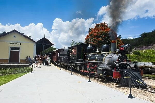 Historical steam train Maria Fuma AYa in Tiradentes, Minas Gerais, Brazil, South America