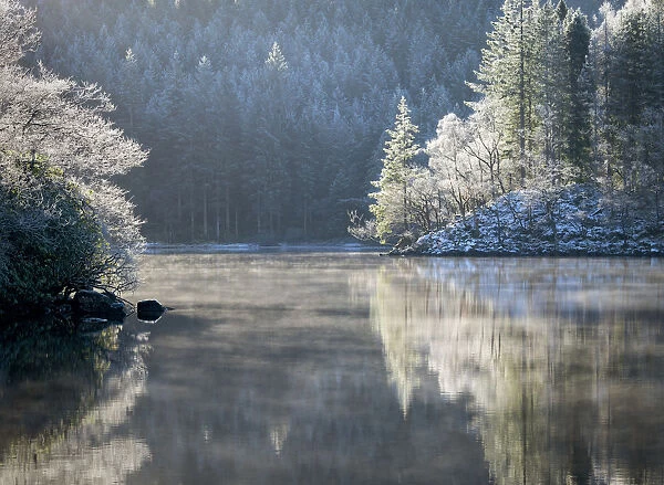 A hoar frost and transient mist over Loch Ard in the Loch Lomond and the Trossachs