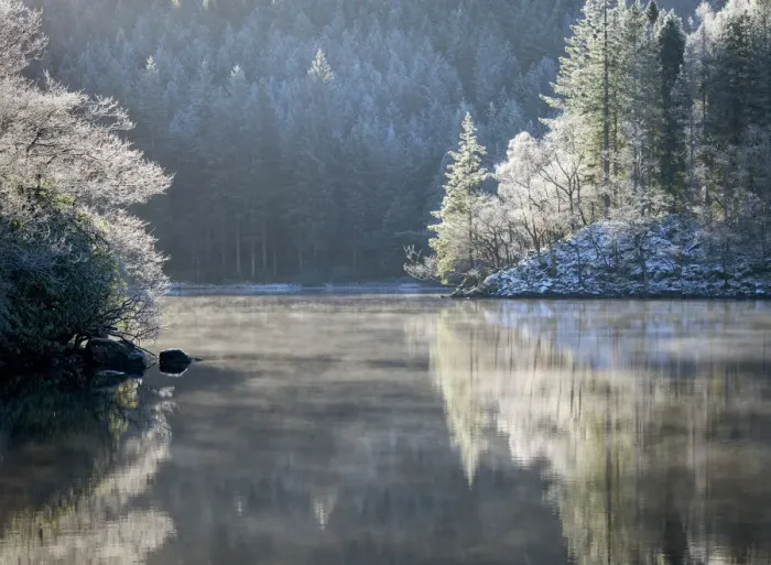 Framed Print : A hoar frost and transient mist over Loch Ard in the Loch Lomond and the Trossachs Framed Print : A hoar frost and transient mist over Loch Ard in the Loch Lomond and the Trossachs