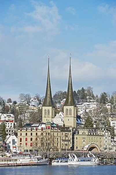 Hofkirche church on Lake Lucerne, Lucerne, Switzerland, Europe