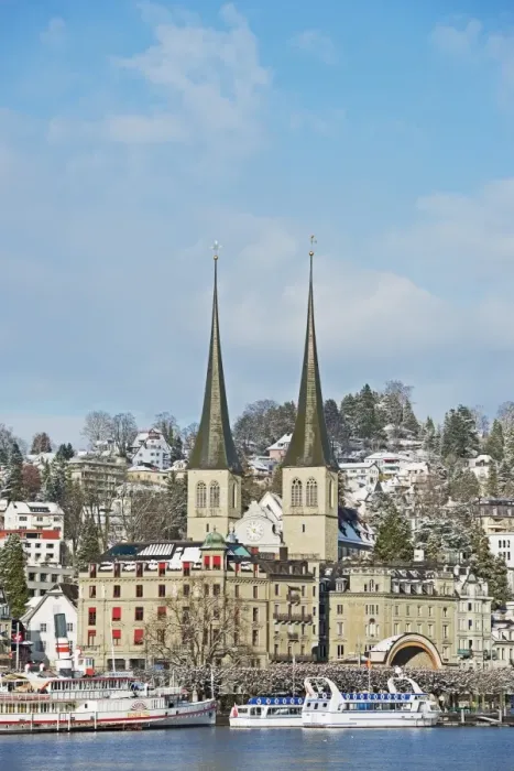 Framed Print : Hofkirche church on Lake Lucerne, Lucerne, Switzerland, Europe Framed Print : Hofkirche church on Lake Lucerne, Lucerne, Switzerland, Europe