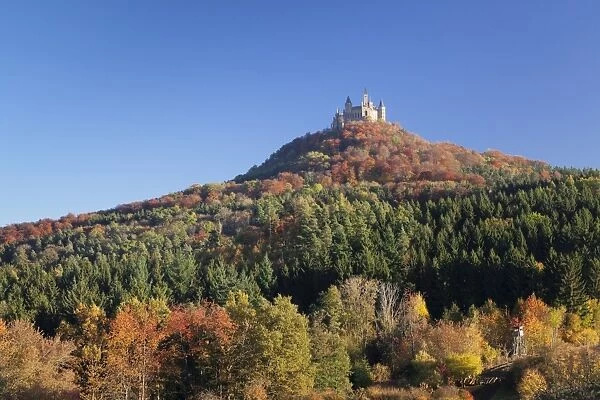 Hohenzollern Castle in autumn, Swabian Alps, Baden-Wurttemberg, Germany, Europe